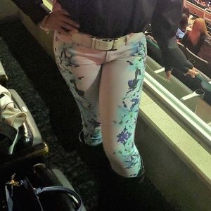 7 For All Mankind Blue Floral Skinny Jean Sz 28